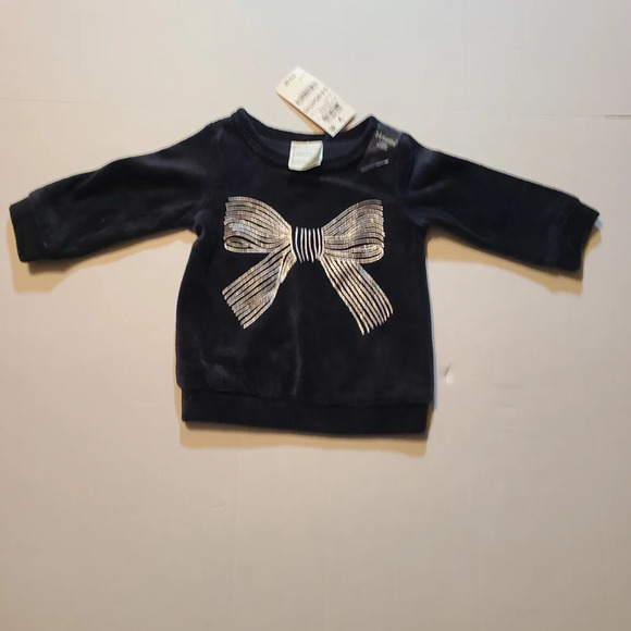 First Impressions Black Velour Top with Bow Design 3-6 Months NWT - Picture 5 of 8